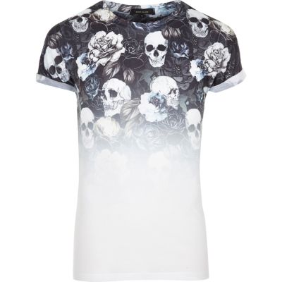 White faded skull print T-shirt